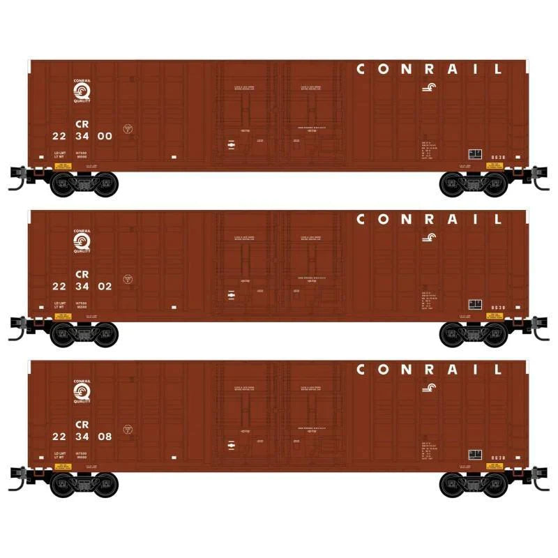 N Scale Micro-Trains MTL 99300181 CR Conrail 60&#39; Box Car 3-Car Runner Pack