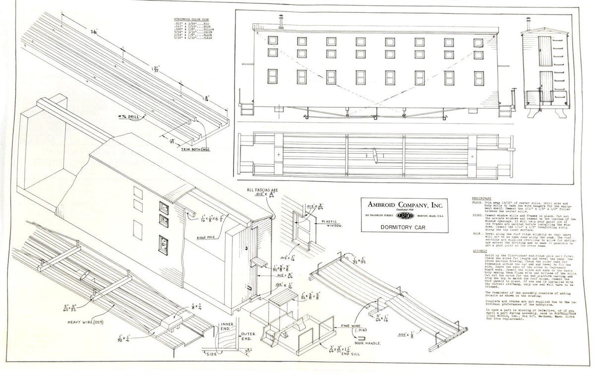 HO 1/87 Scale Ambroid Triple Deck Company Wood Dormitory Car Model Kit