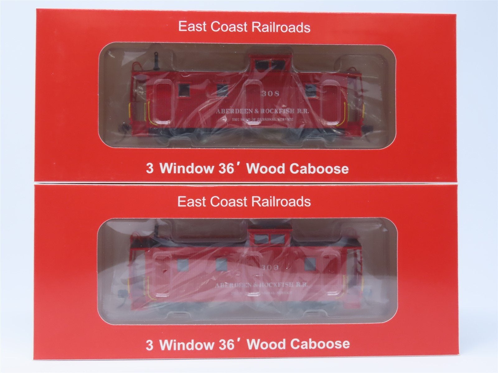 HO East Coast Railroads ECRR-51/52 A&R Aberdeen & Rockfish 36' Wood Caboose Set