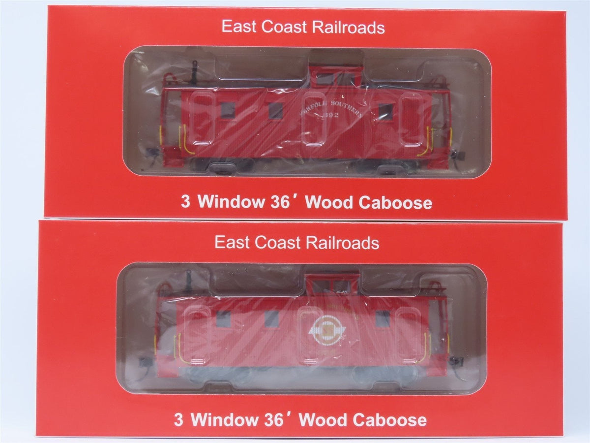 HO East Coast Railroads ECRR-56/58 NS Norfolk Southern 36&#39; Wood Caboose Set