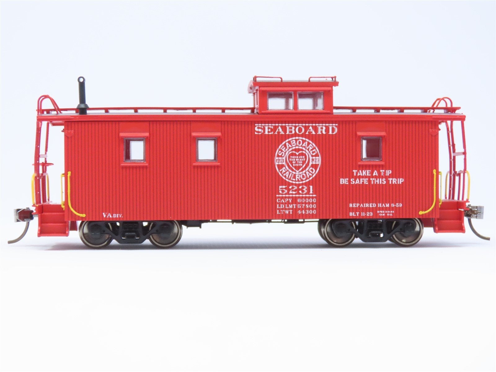 HO East Coast Railroads ECRR-63/64 SAL Seaboard Air Line 36' Wood Caboose Set