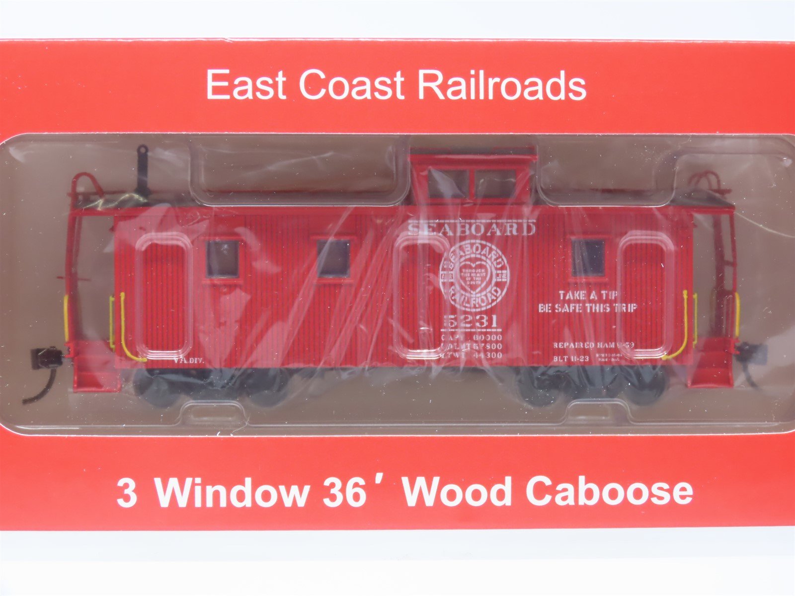 HO ECR East Coast Railroads ECRR-63 SAL Seaboard Air Line 36' Wood Caboose #5231
