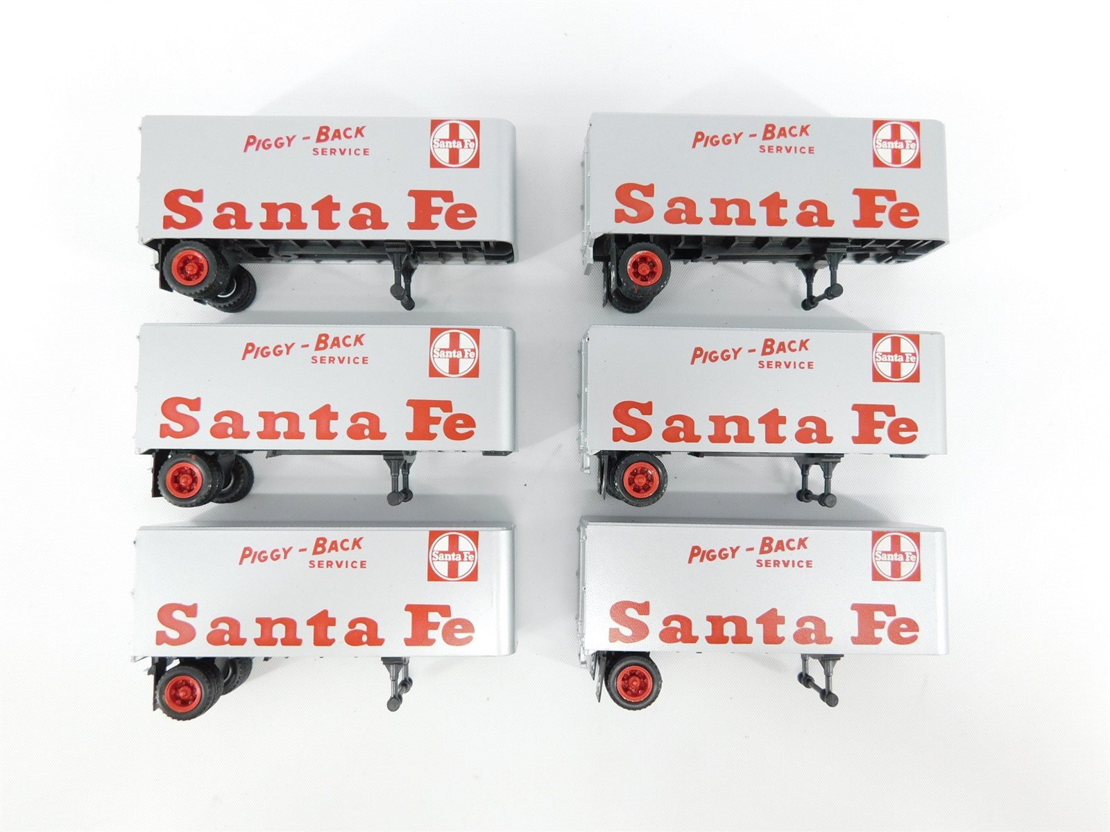 LOT of 6 HO Scale ATSF Santa Fe "Piggy-Back Service" 25' Trailers - Pro Custom