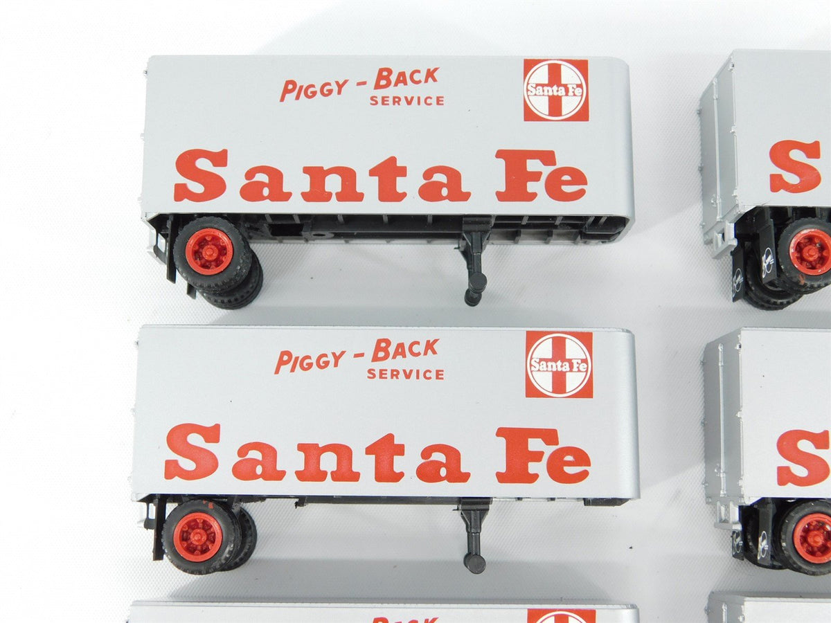 LOT of 6 HO Scale ATSF Santa Fe &quot;Piggy-Back Service&quot; 25&#39; Trailers - Pro Custom
