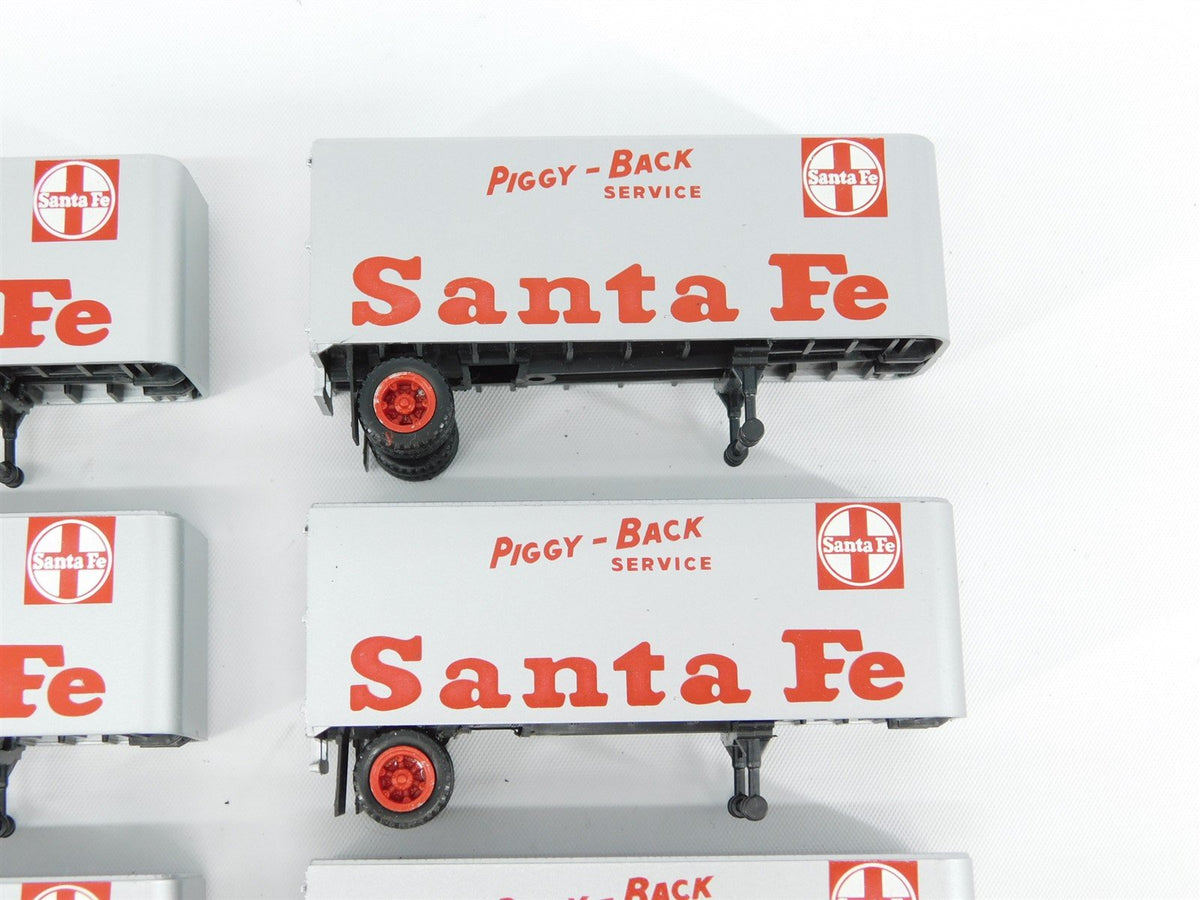 LOT of 6 HO Scale ATSF Santa Fe &quot;Piggy-Back Service&quot; 25&#39; Trailers - Pro Custom