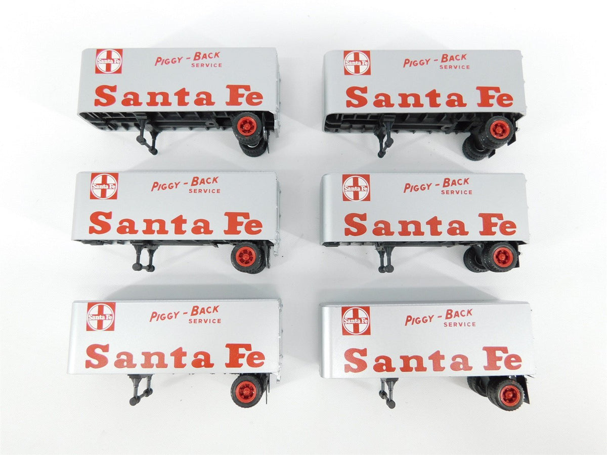 LOT of 6 HO Scale ATSF Santa Fe &quot;Piggy-Back Service&quot; 25&#39; Trailers - Pro Custom