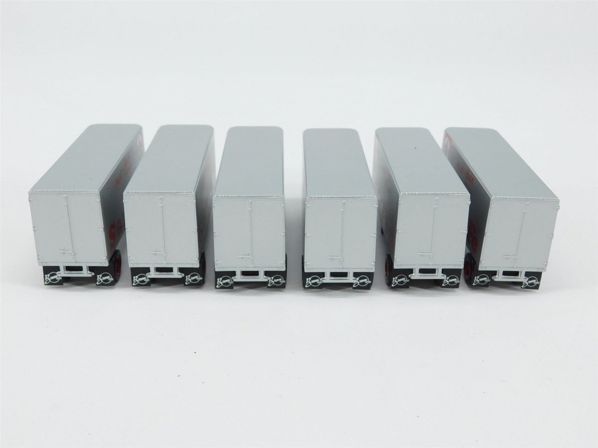LOT of 6 HO Scale ATSF Santa Fe &quot;Piggy-Back Service&quot; 25&#39; Trailers - Pro Custom