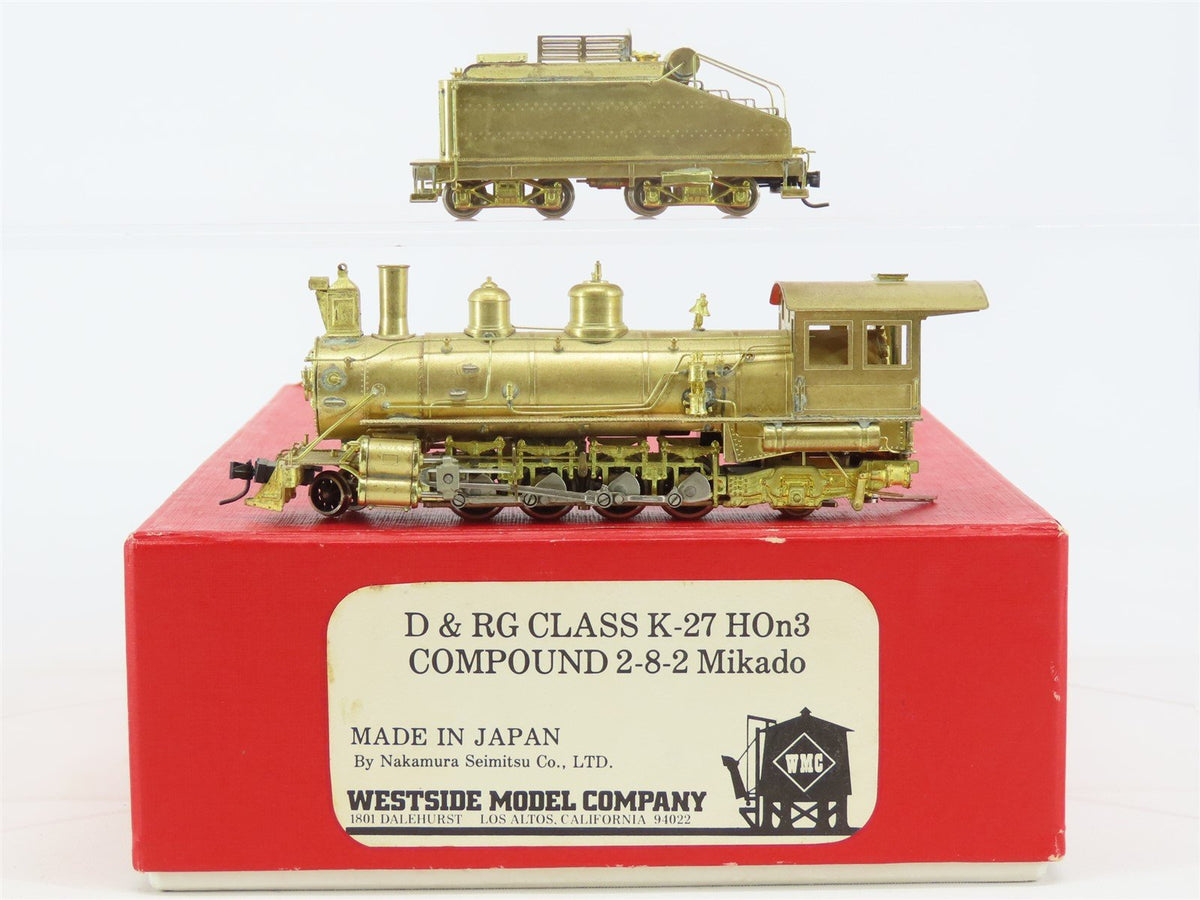 HOn3 Scale WMC Westside Model Company BRASS D&amp;RG Class K-27 2-8-2 Mikado Steam