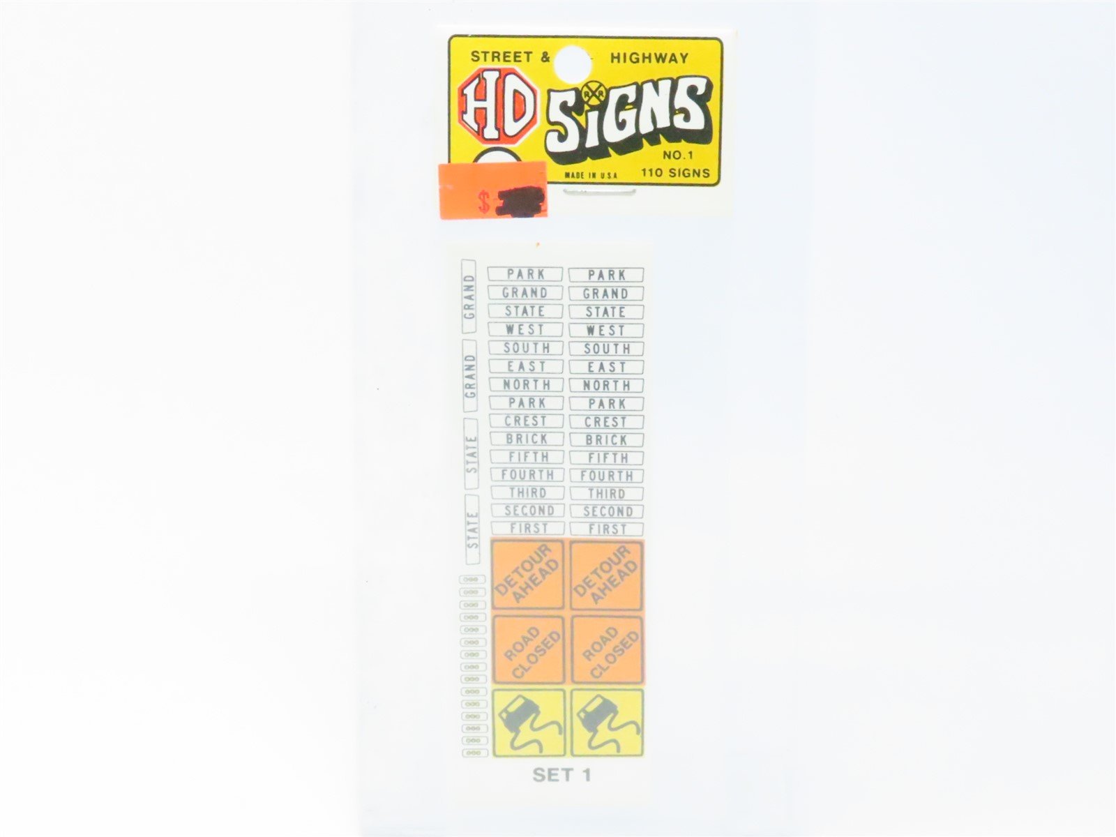 HO Scale Creative Screen Process #1 Street & Highway Signs (110 Signs)
