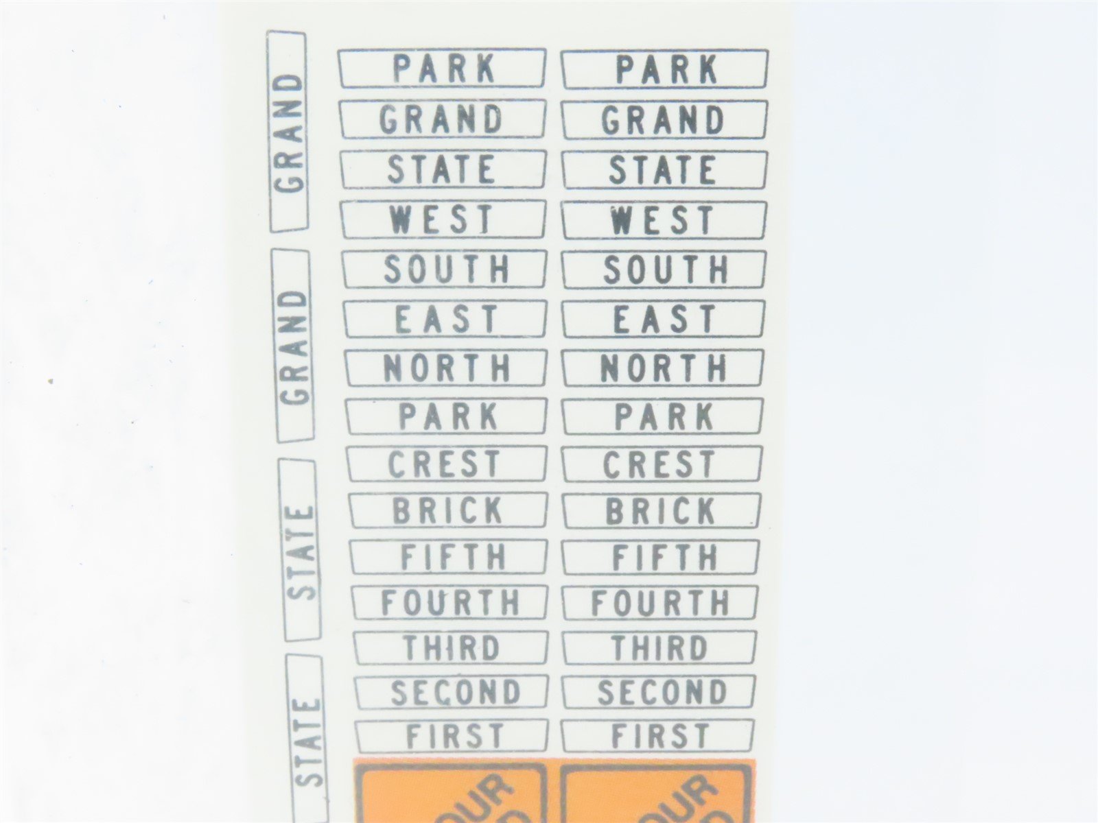 HO Scale Creative Screen Process #1 Street & Highway Signs (110 Signs)