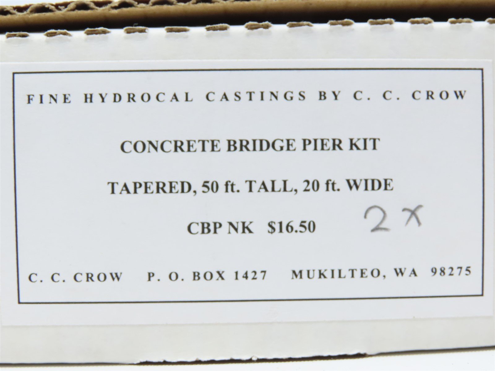 HO Scale C.C. Crow Kit CBP-NK Tall Concrete Bridge Pier