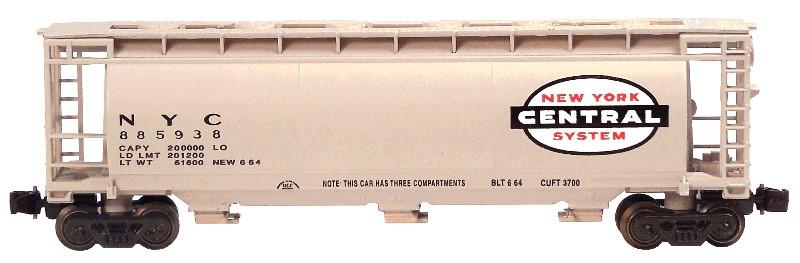 Z Scale FULL THROTTLE FT1003B NYC New York Central 51&#39; 3-Bay ACF Hopper Set #1