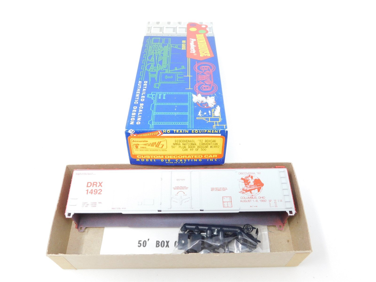HO Roundhouse Kit DRX Discoverail '92 NMRA Nat'l Convention 50' Box Car #1492
