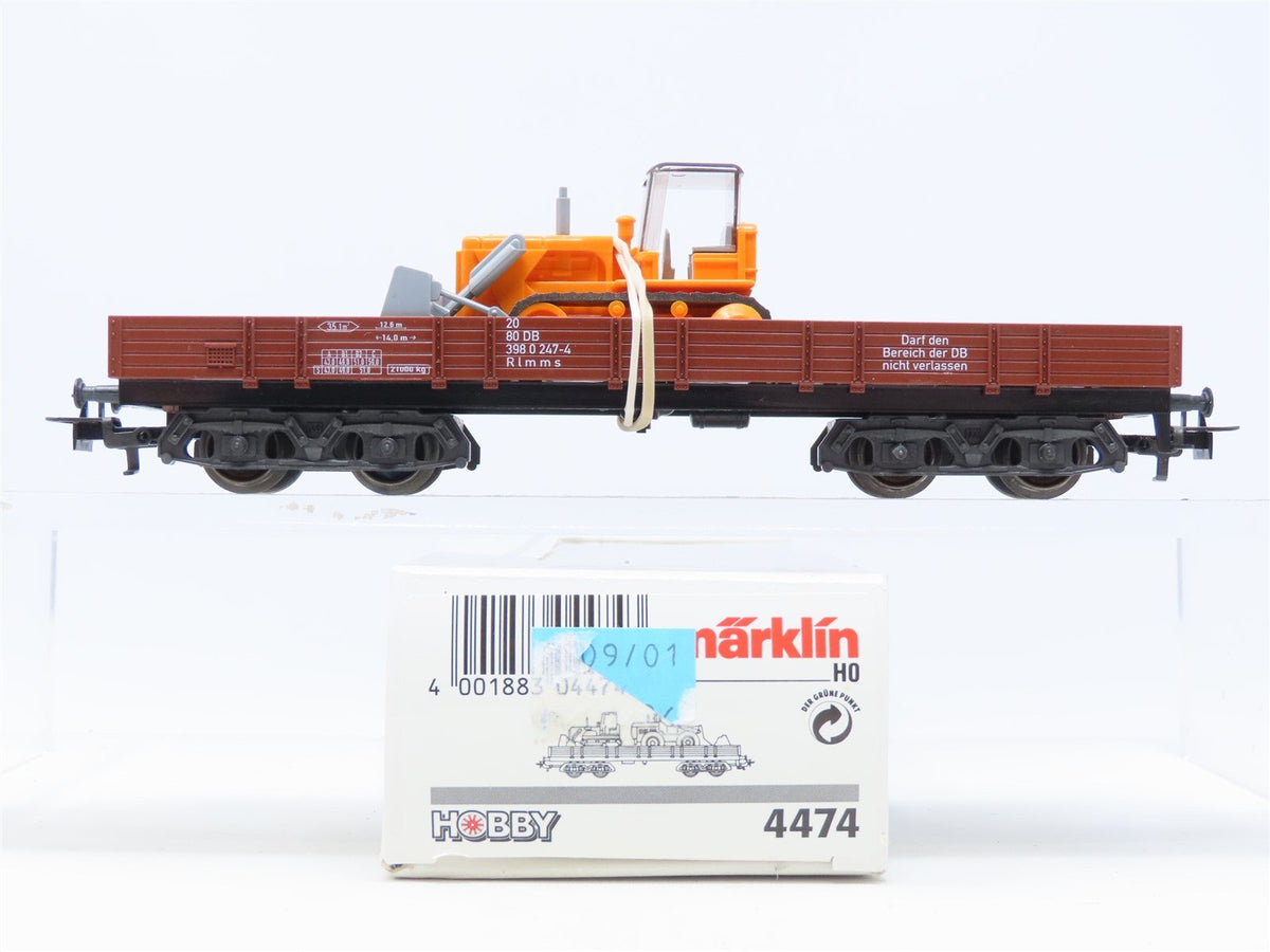 HO Marklin 4474 DB German Federal Rlmms Low Side Gondola #247-4 w/ One Tractor