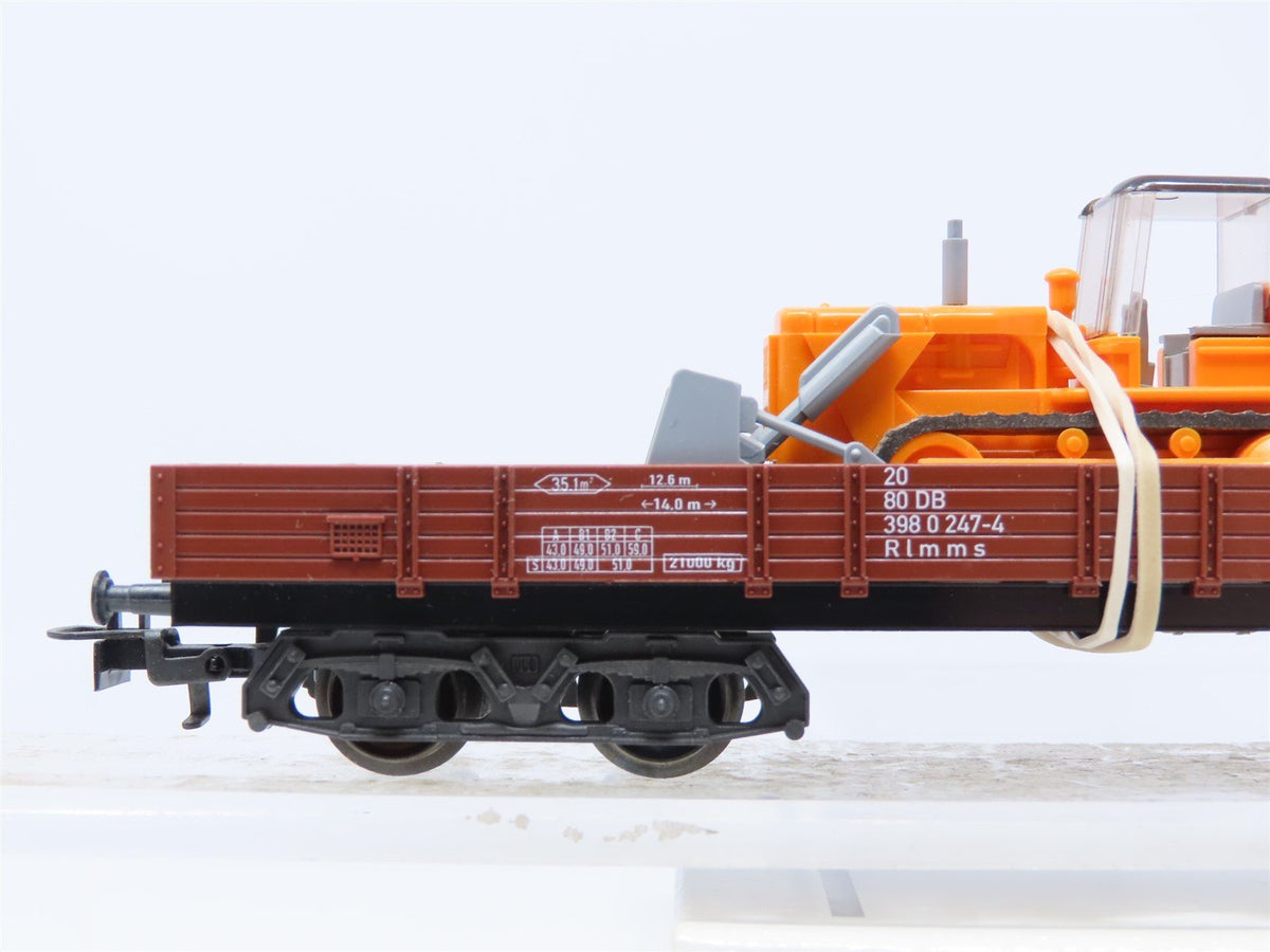 HO Marklin 4474 DB German Federal Rlmms Low Side Gondola #247-4 w/ One Tractor