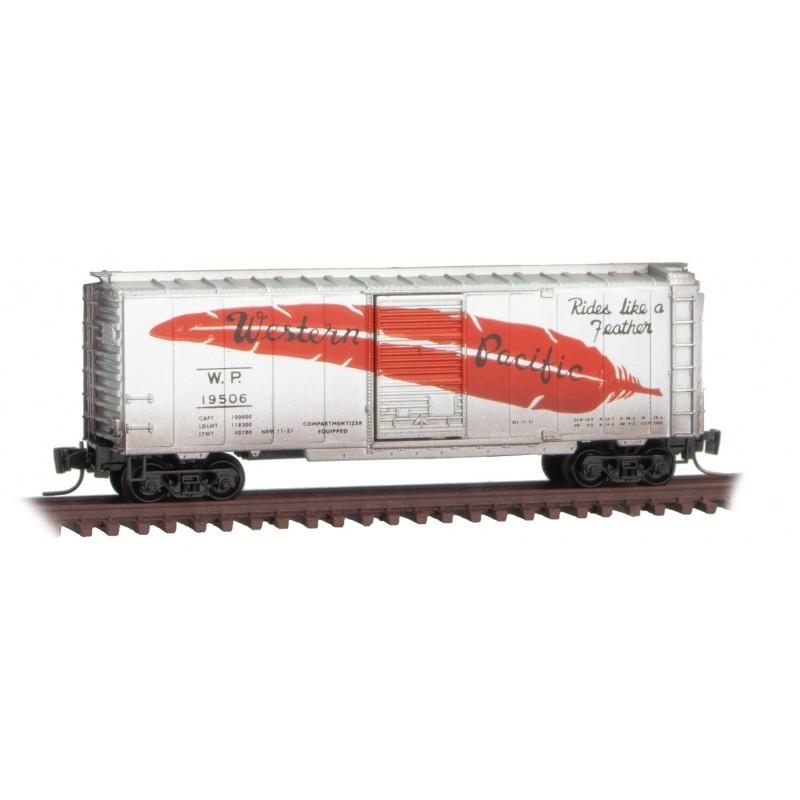 Z Scale Micro-Trains MTL 98305284 WP &quot;Feather&quot; 40&#39; Box Car Set 2-Pk - Weathered