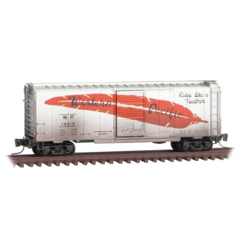 Z Scale Micro-Trains MTL 98305284 WP &quot;Feather&quot; 40&#39; Box Car Set 2-Pk - Weathered
