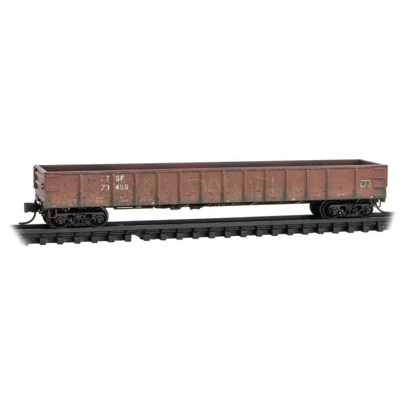 N Scale Micro-Trains MTL 98305031 ATSF Santa Fe 50&#39; Gondola Set 2-Pk - Weathered