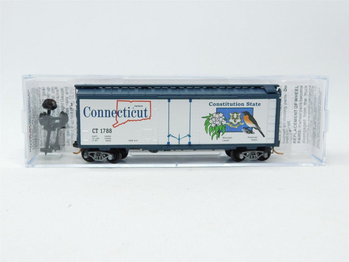 N Micro-Trains MTL 02100412 US State Series 40&#39; Box Car #1788 - CT Connecticut