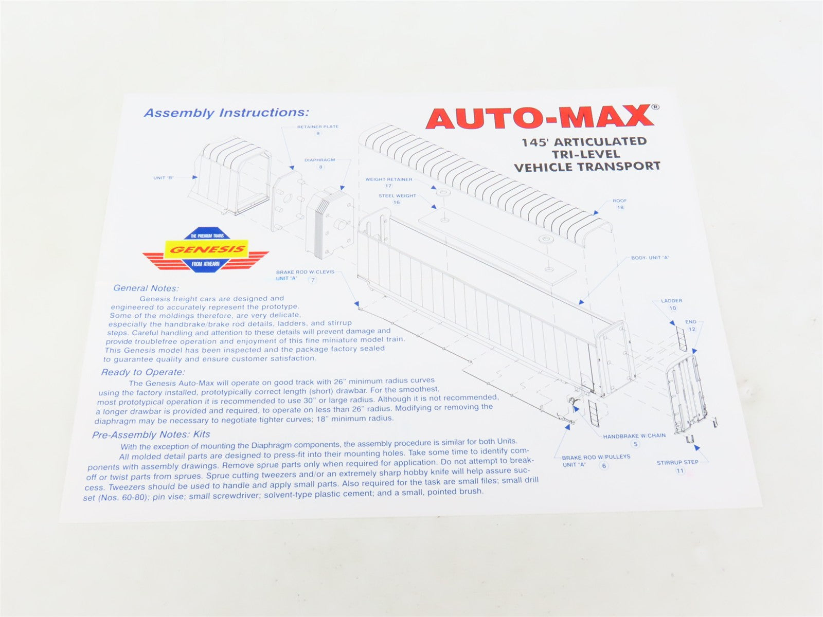 HO Scale Athearn Genesis G44162 BNSF Railways Auto-Max Auto Carrier #314043