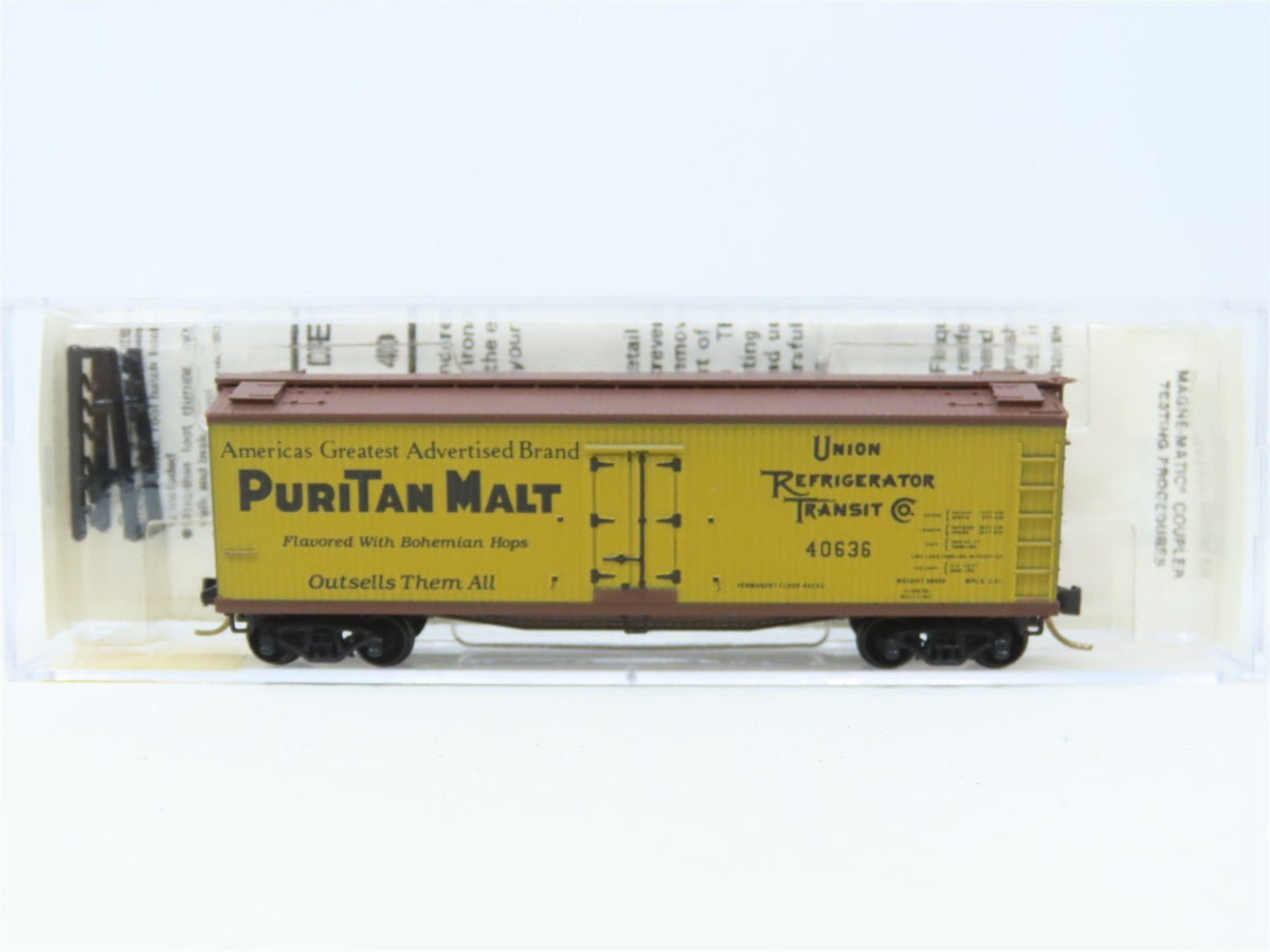 N Scale Micro-Trains MTL 49350 URTC Puritan Malt 40&#39; Wood Reefer #40636