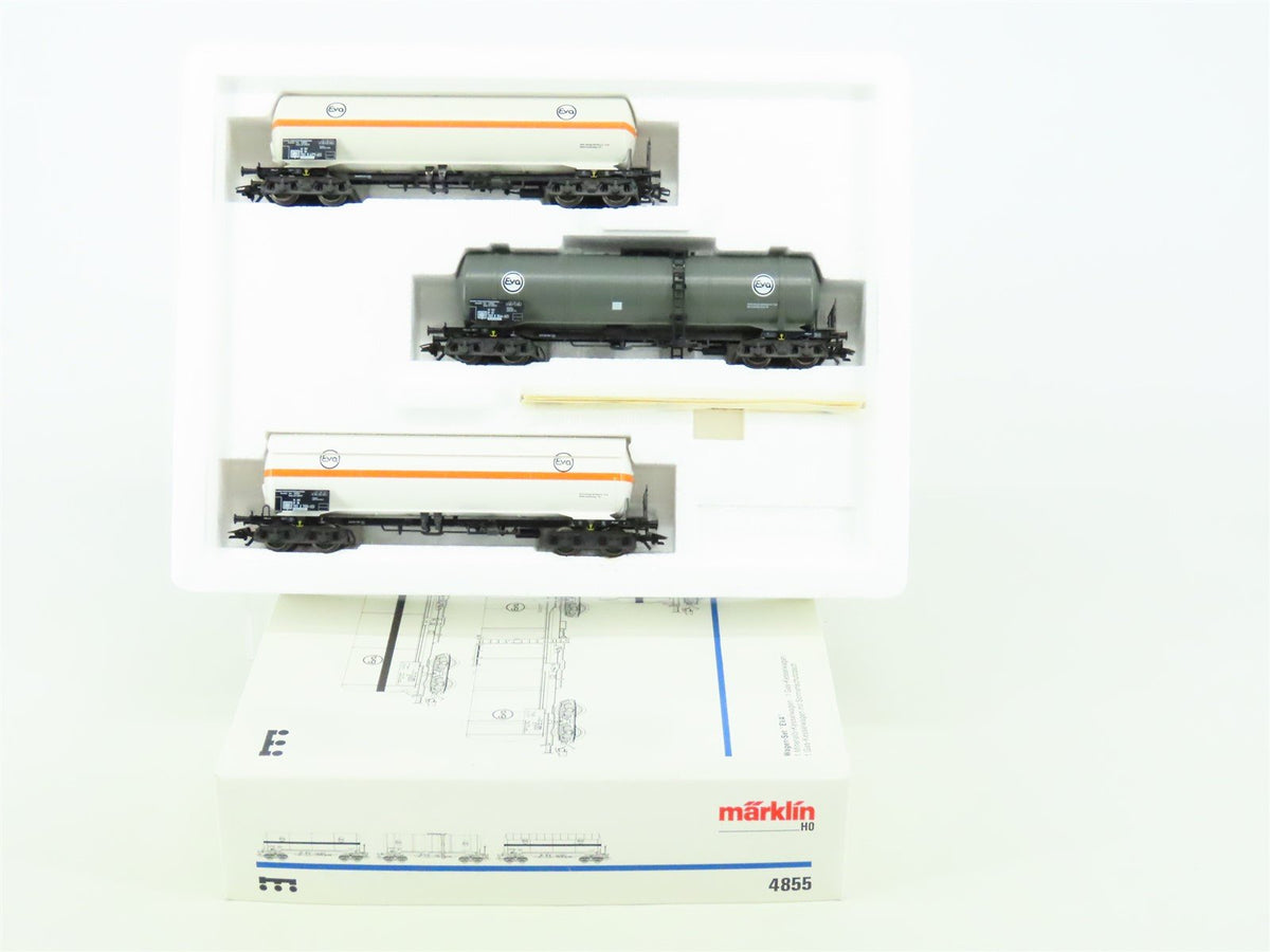 HO Marklin 4855 DB German &quot;EVA&quot; Petroleum &amp; Pressure Gas Tank 3-Car Freight Set