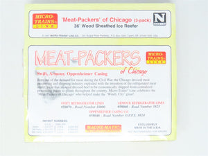 N Scale Micro-Trains MTL #58072 Meat Packers of Chicago 36' Reefer 3-Pack