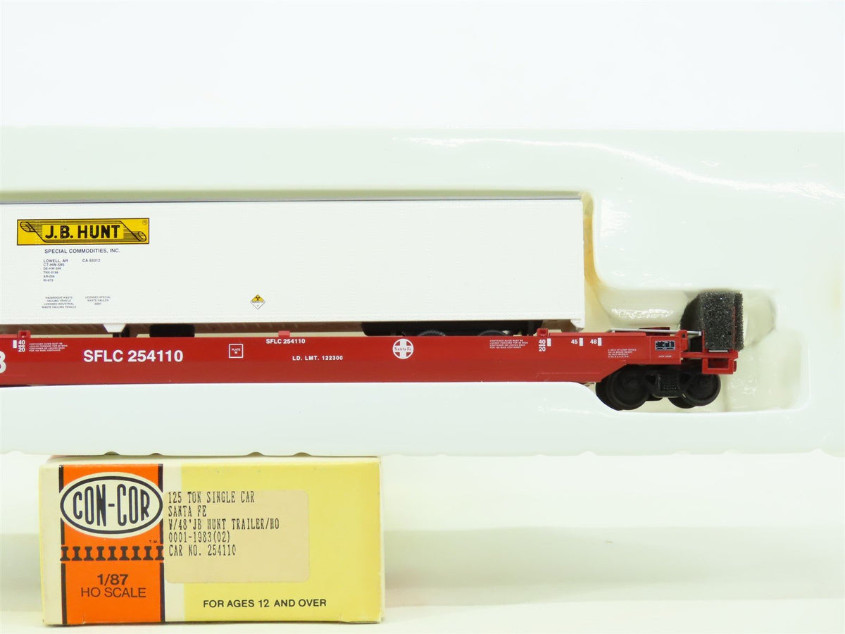 HO Con-Cor #0001-1983 ATSF Santa Fe SFLC Stack Car w/ JB Hunt Trailer #254110