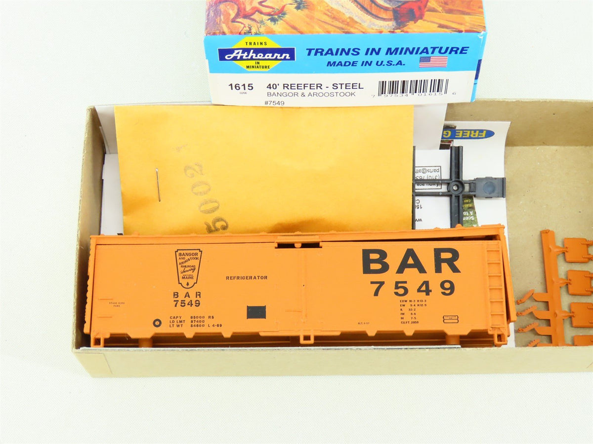 HO Scale Athearn Kit #1615 BAR Bangor &amp; Aroostook 40&#39; Steel Reefer #7549