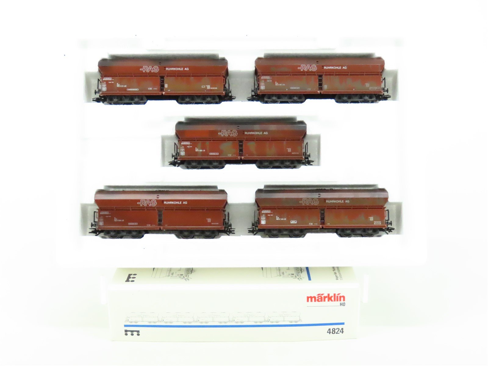 HO Marklin 4824 DB RAG Ruhrkohle AG Weathered Coal Hoppers w/Load 5-Car Set