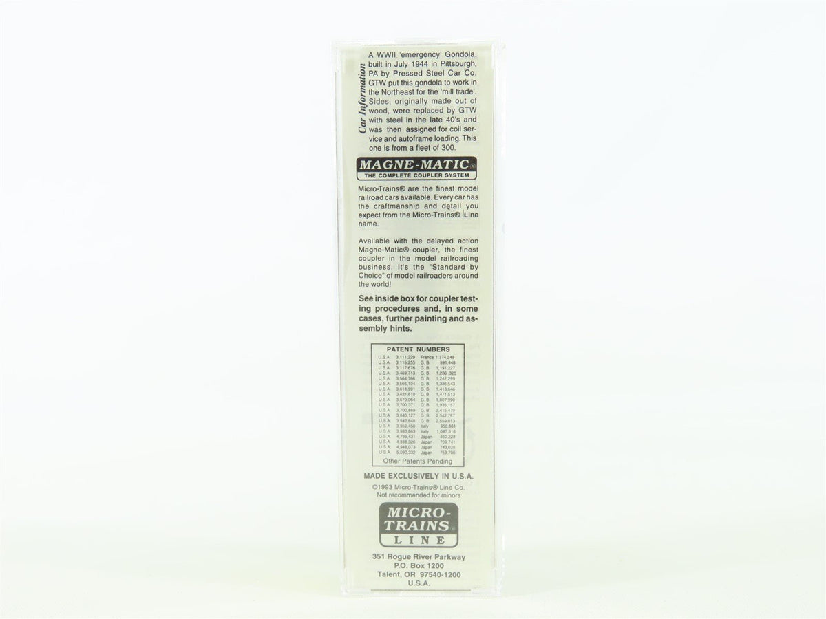 N Scale Micro-Trains MTL 63010 GTW Grand Trunk Western 50&#39; Gondola #145457