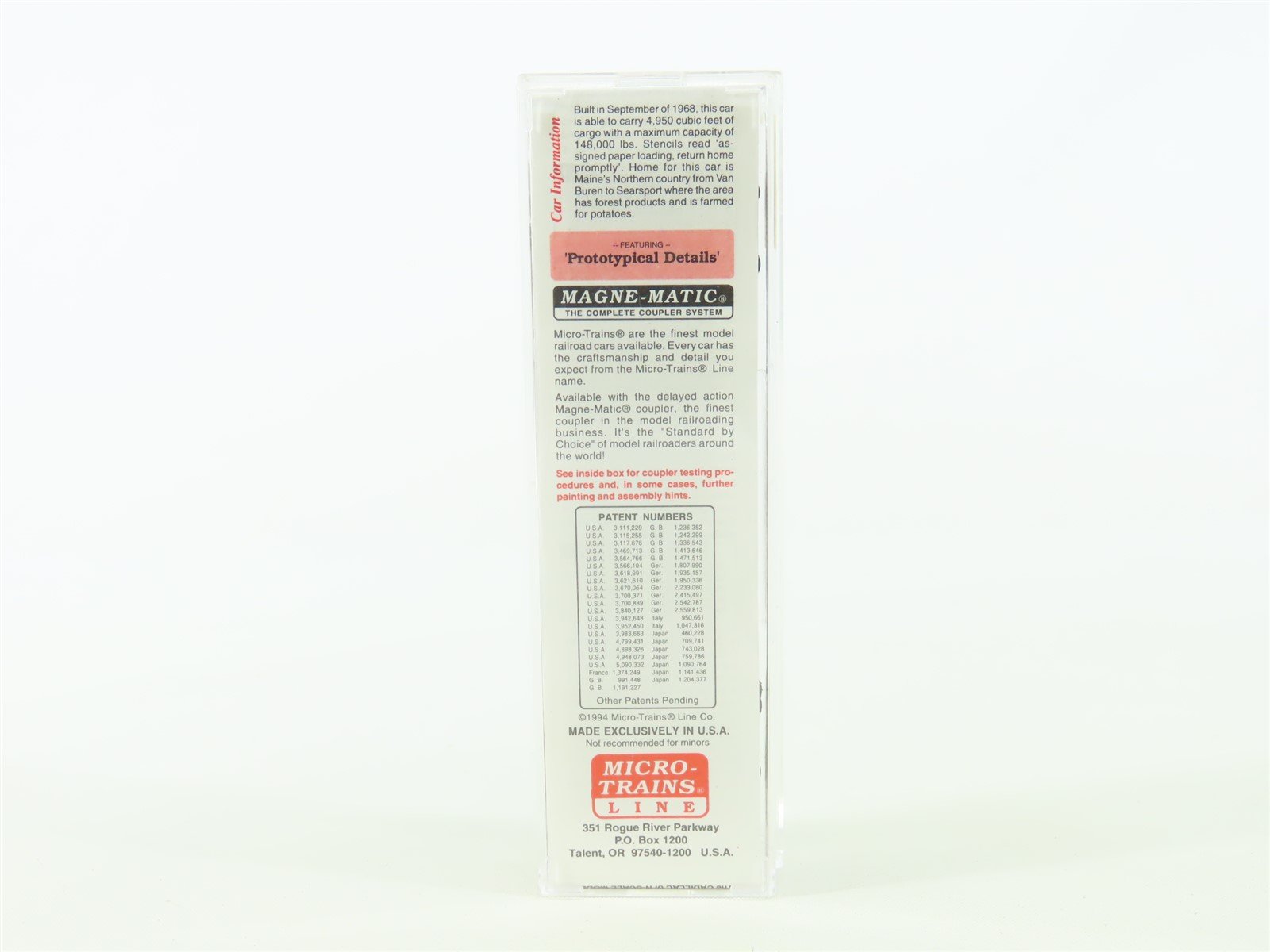 N Scale Micro-Trains MTL 38140 BAR Bangor & Aroostook 50' Box Car #6630