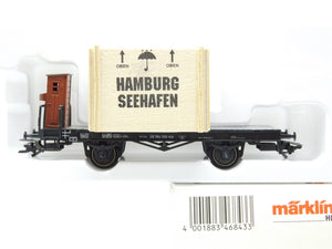 HO Marklin 46843 DB German Federal Flat Car w/Crate Covered Tractor Load #959