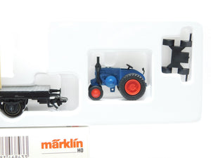 HO Marklin 46843 DB German Federal Flat Car w/Crate Covered Tractor Load #959