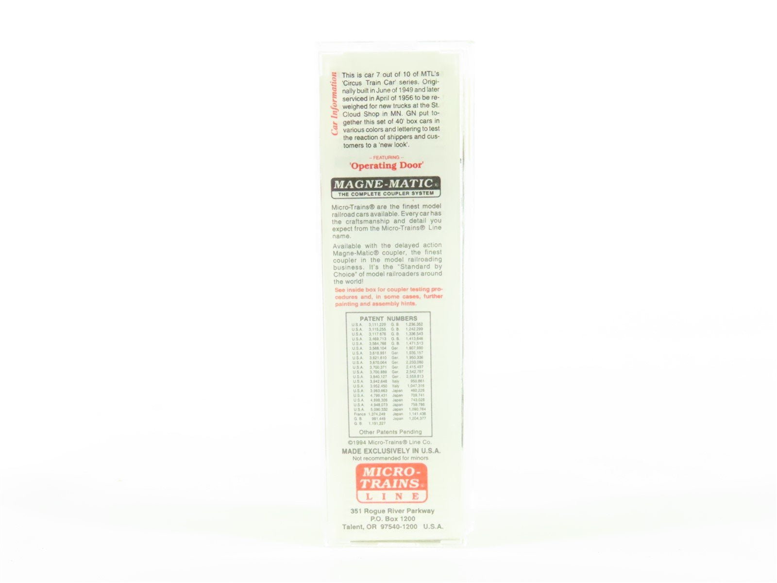 N Scale Micro-Trains MTL 20186 GN Great Northern 40' Single Door Box Car #19617