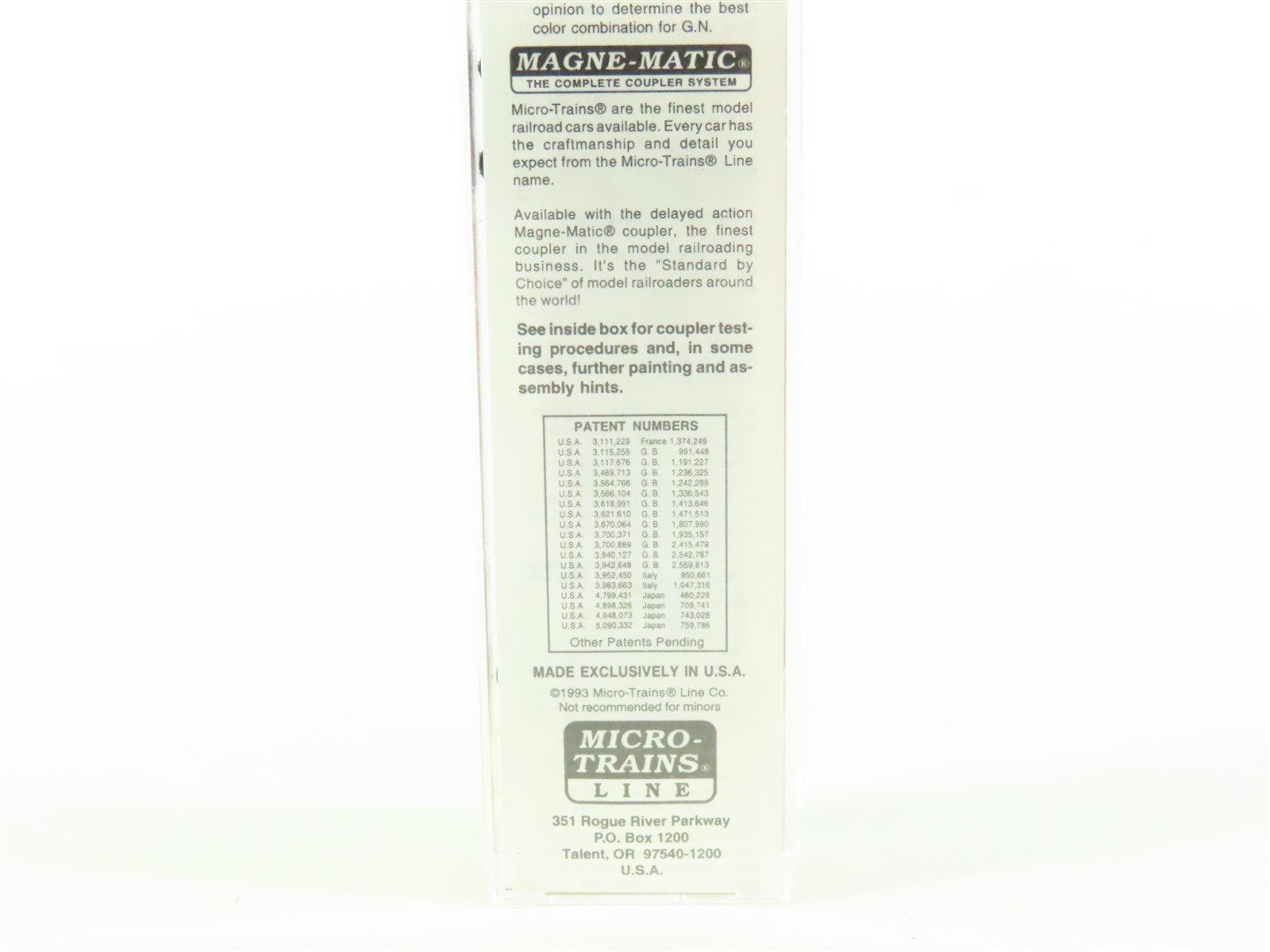 N Scale Micro-Trains MTL 23200 GN Great Northern 40' Double Door Box Car #3249