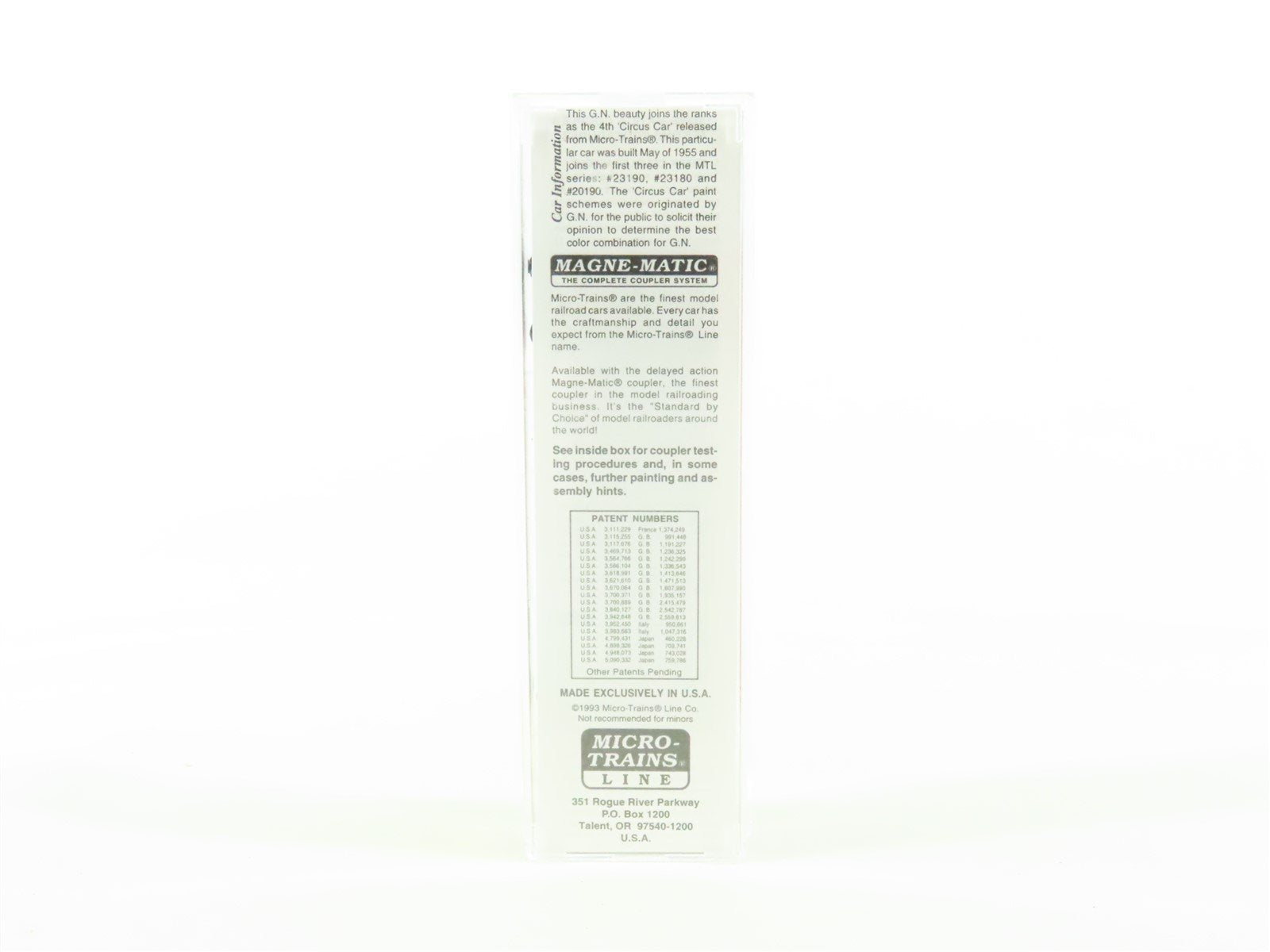 N Scale Micro-Trains MTL 23200 GN Great Northern 40' Double Door Box Car #3249