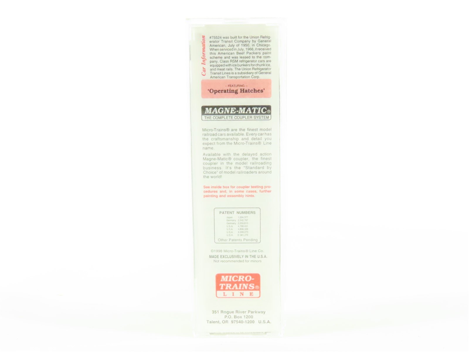 N Scale Micro-Trains MTL 59540 URTX American Beef Packers 40' Reefer #75524