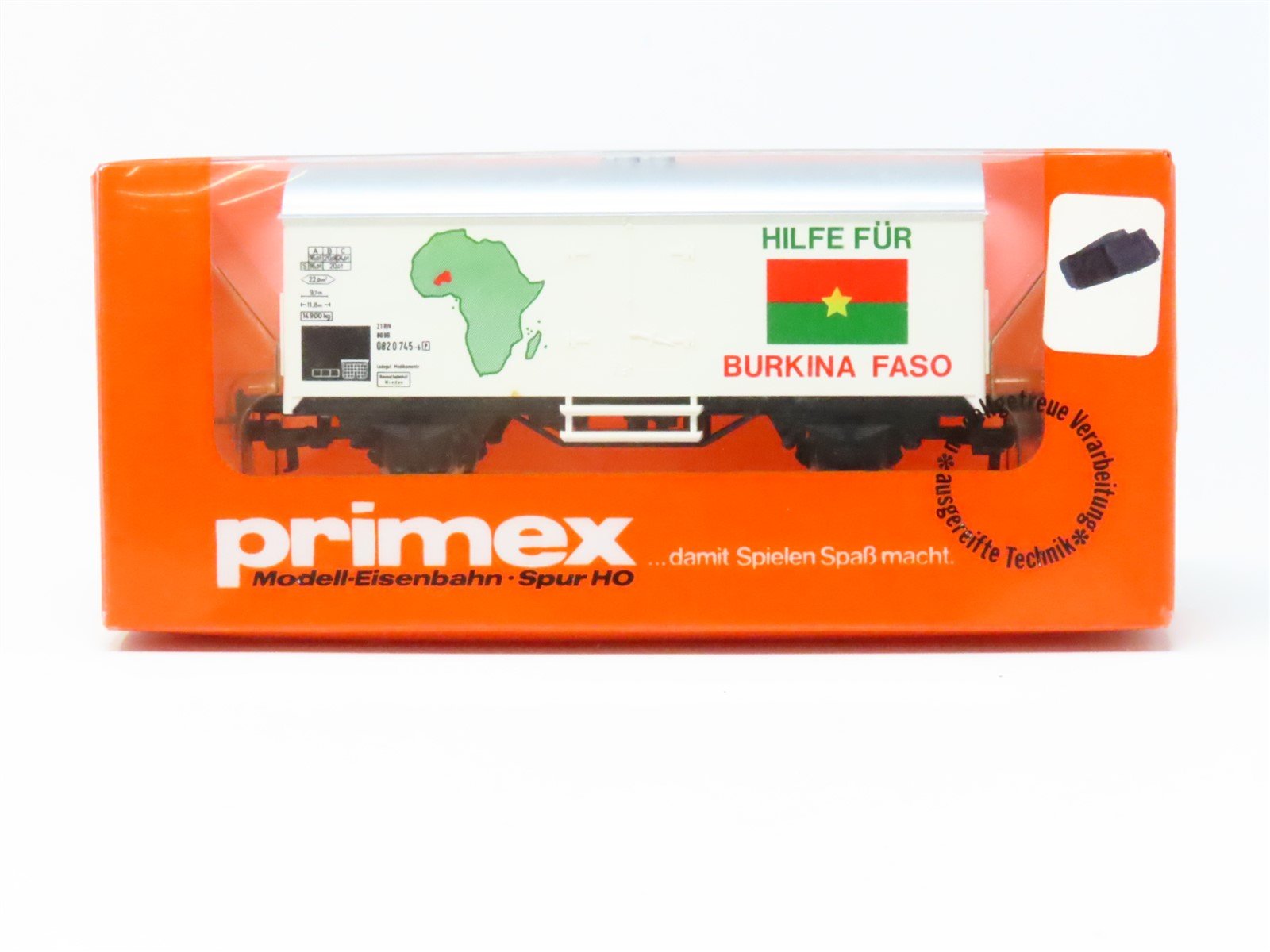 HO Scale Primex 4593 DB German "Help for Berkina Faso" Reefer #745-6P