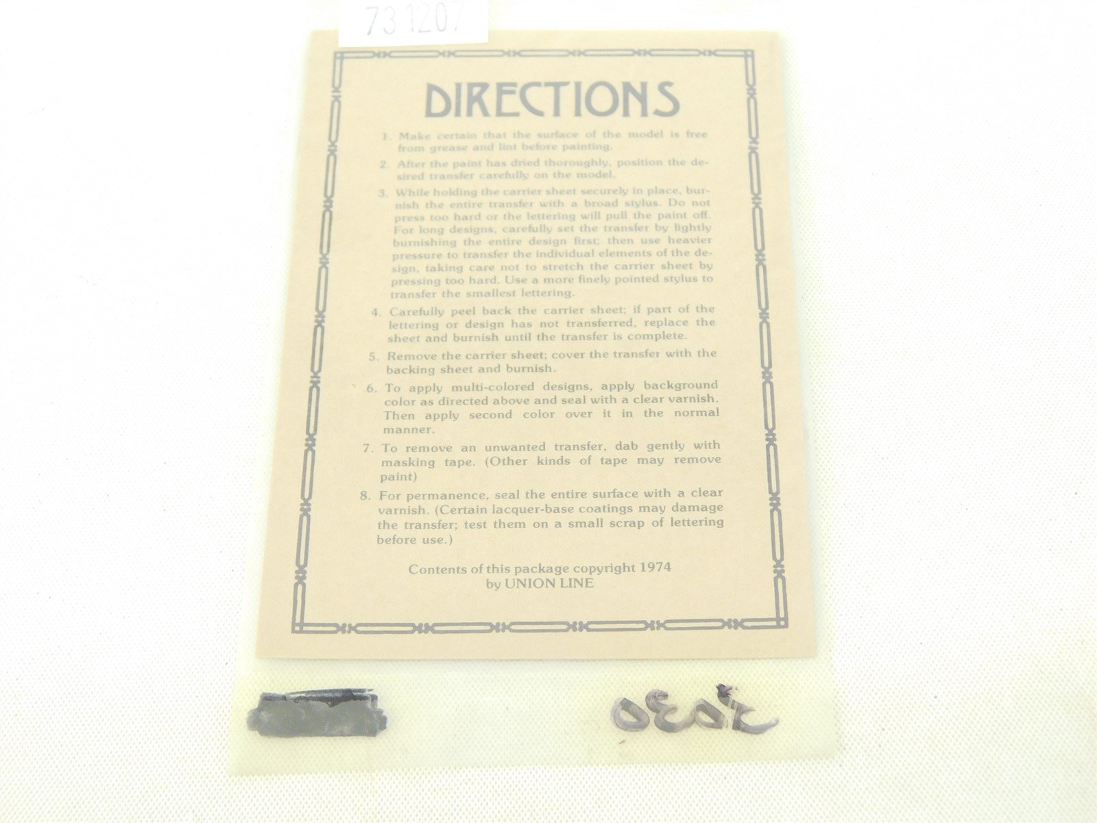 HO Scale Union Line L&N Louisville & Nashville Dry Transfer Decals