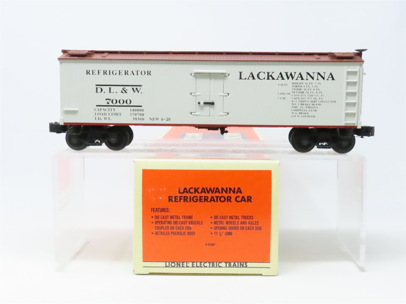 O Gauge 3-Rail Lionel #6-51301 DL&W Delaware Lackawanna & Western Reefer #7000