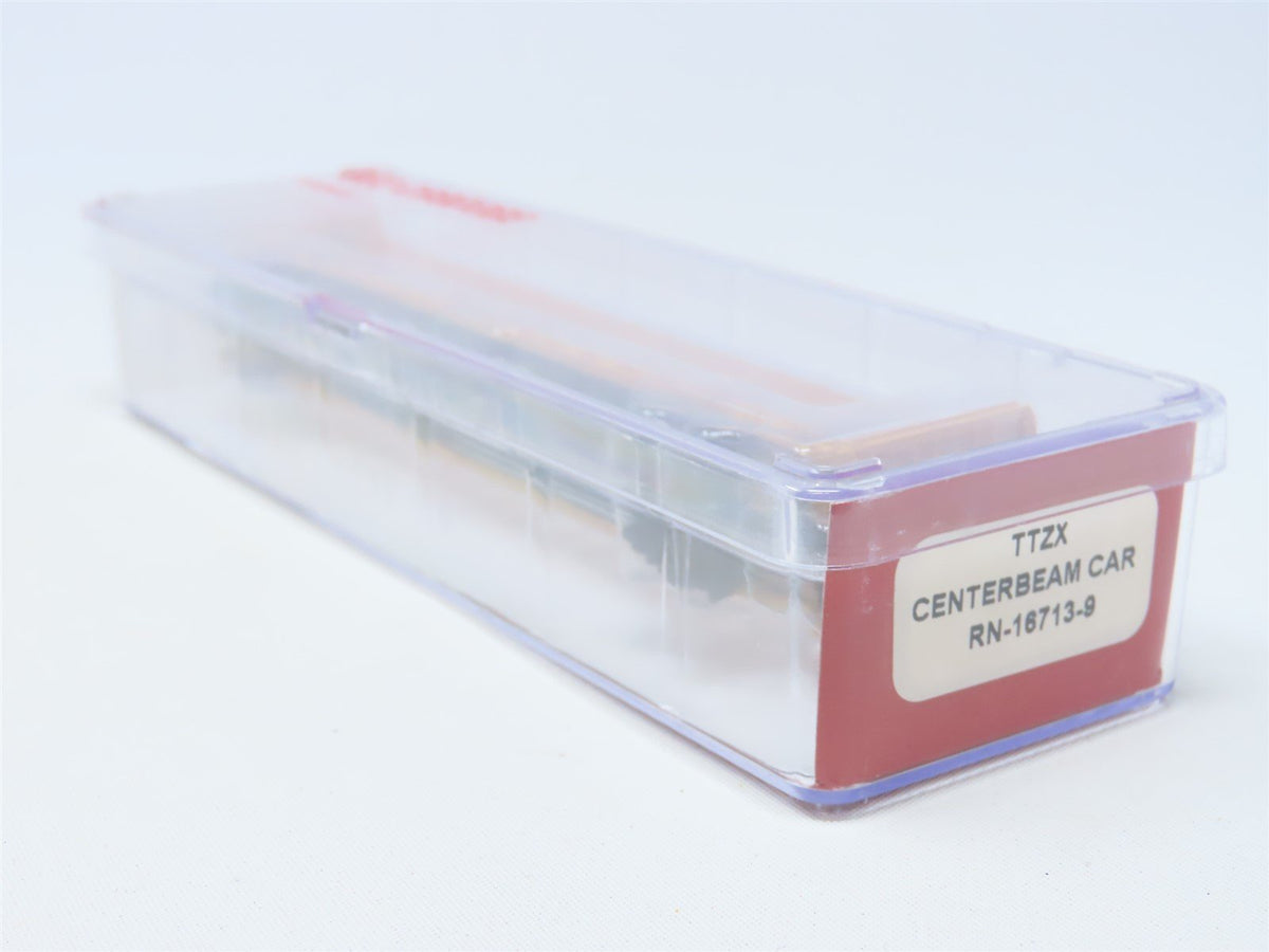 N Scale Red Caboose RN-16713-9 TTZX TTX Centerbeam Flat Car #85581