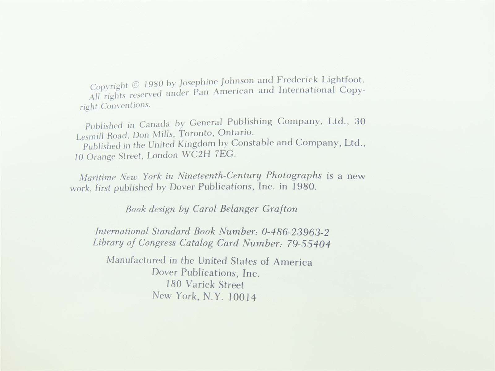 Maritime New York in Nineteenth-Century by Johnson & Lightfoot ©1980 SC Book