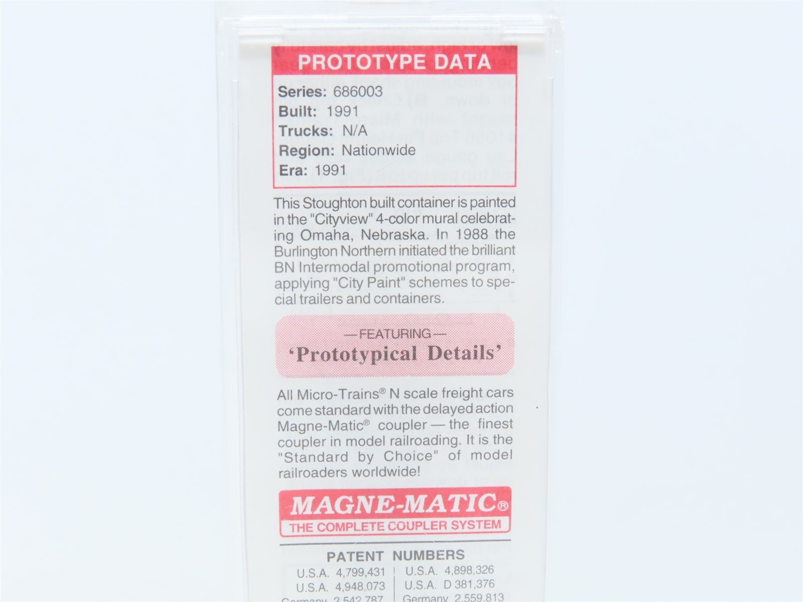N Micro-Trains MTL #81720 BNAU Burlington Northern Omaha 48' Container #686003