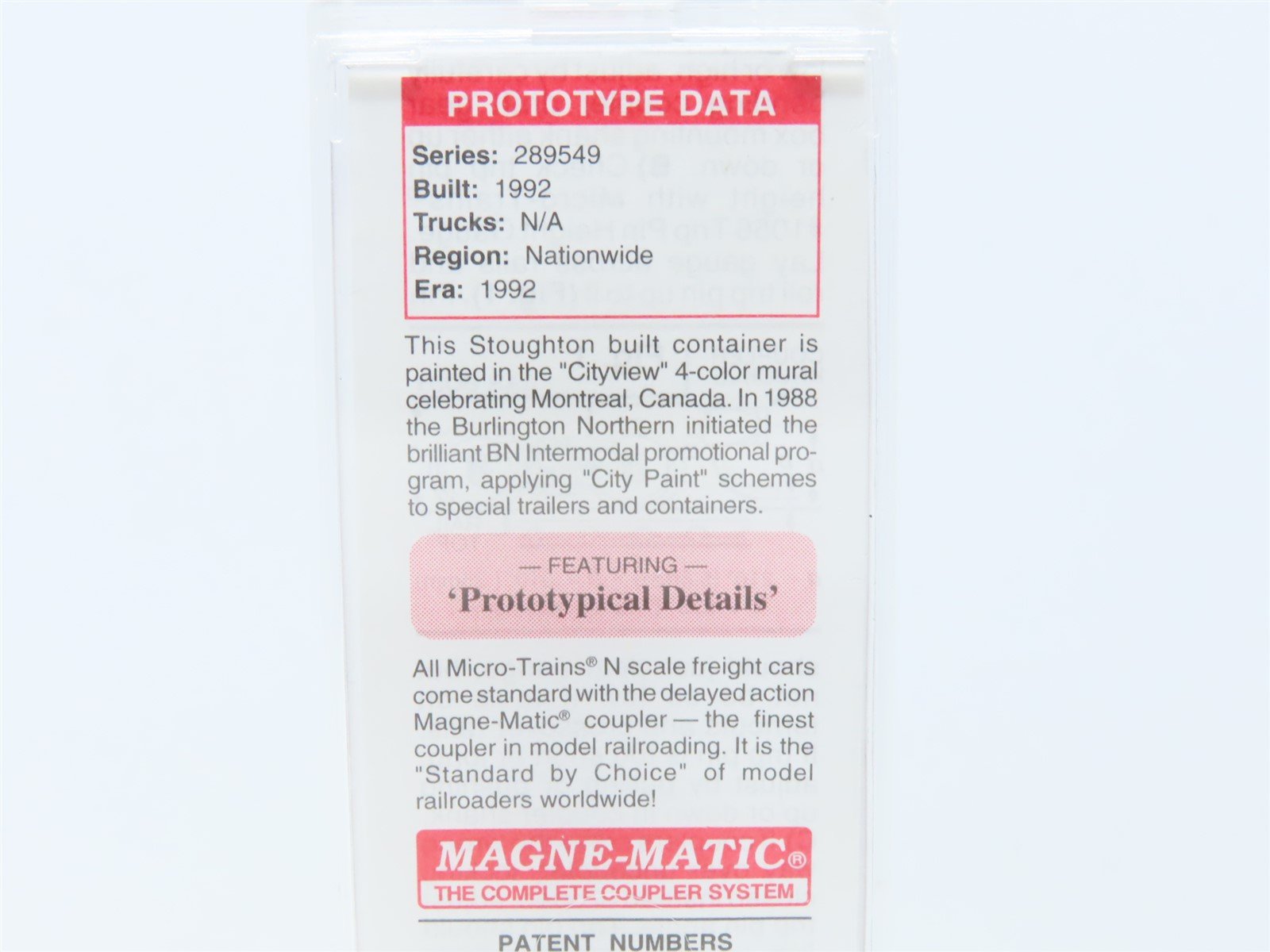 N Micro-Trains MTL #81730 BNAU Burlington Northern Montreal 48' Container 289549