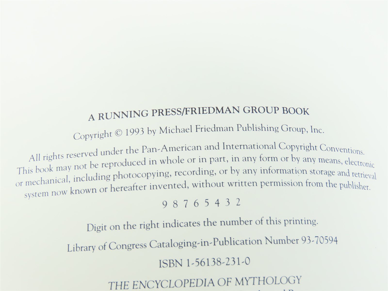 The Encyclopedia of Mythology by Eric Flaum & David Pandy ©1993 HC Book
