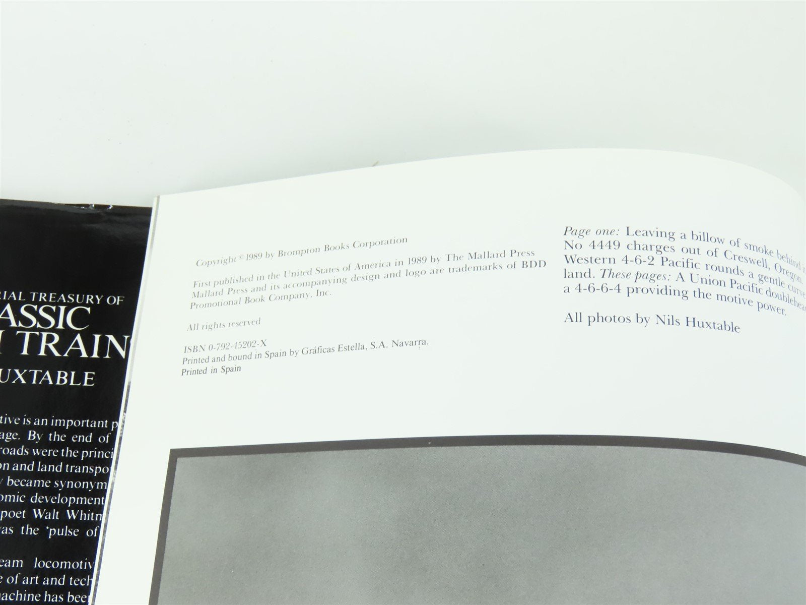 Pictorial Treasury of Classic Steam Trains by Nils Huxtable ©1990 HC Book