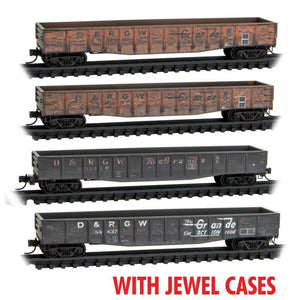 N Micro-Trains MTL 98305036 D&RGW Rio Grande 50' Gondola Set 4-Pack - Weathered