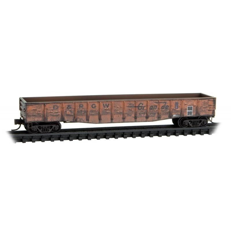 N Micro-Trains MTL 98305036 D&amp;RGW Rio Grande 50&#39; Gondola Set 4-Pack - Weathered