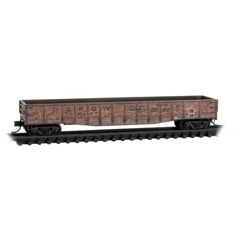 N Micro-Trains MTL 98305036 D&amp;RGW Rio Grande 50&#39; Gondola Set 4-Pack - Weathered